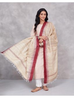 Fabindia - Maroon Silk Ikat Dupatta