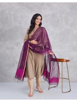 Fabindia - Wine Silk Blend Zari Dupatta