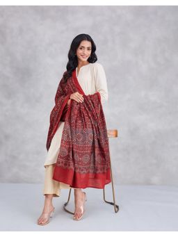 Fabindia - Red Cotton Hand Block Printed Dupatta