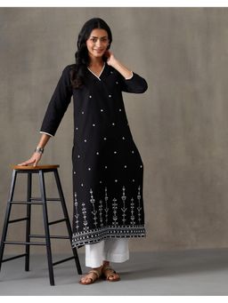 Fabindia - Black Cotton Kurta Long