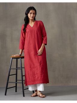 Fabindia - Fabnu By Fuchsia Pink Cotton Kurta Long