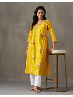 Fabindia - Fabnu By Natural-Yellow Cotton Kurta Long