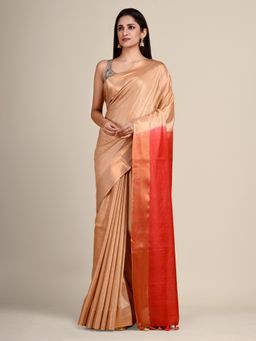 CHARUKRITI - Viscose Cream Saree with Unstitched Blouse