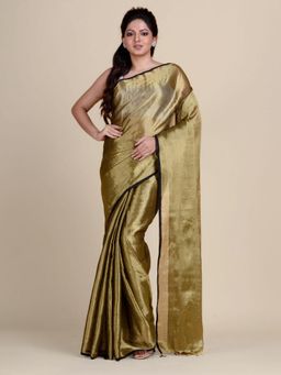 CHARUKRITI - Woven Tissue Gold Saree Without Blouse