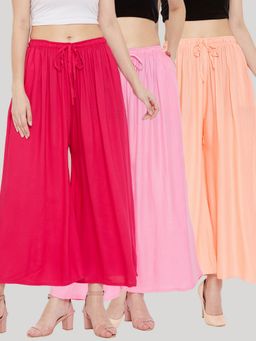 Clora Creation - Multi-Color Solid Rayon Palazzo (Pack of 3)