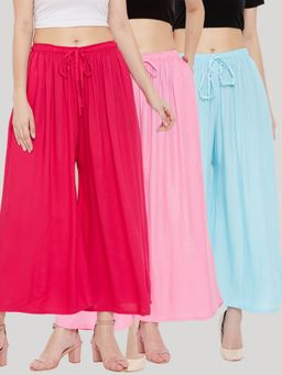 Clora Creation - Multi-Color Solid Rayon Palazzo (Pack of 3)