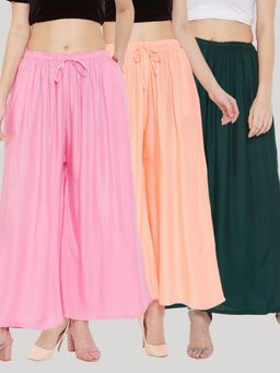 Clora Creation - Multi-Color Solid Rayon Palazzo (Pack of 3)