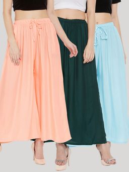 Clora Creation - Multi-Color Solid Rayon Palazzo (Pack of 3)