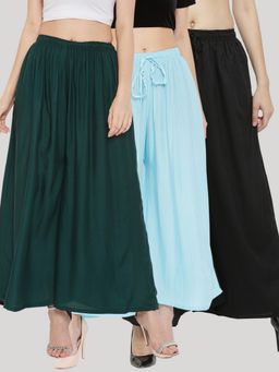 Clora Creation - Multi-Color Solid Rayon Palazzo (Pack of 3)