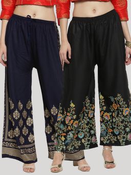Clora Creation - Multi-Color Printed Rayon Palazzo (Pack of 2)