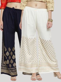 Clora Creation - Multi-Color Printed Rayon Palazzo (Pack of 2)