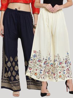 Clora Creation - Multi-Color Printed Rayon Palazzo (Pack of 2)