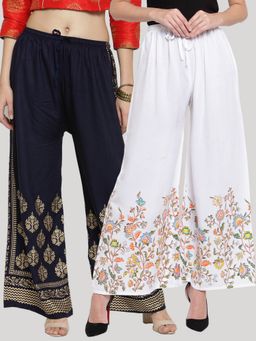 Clora Creation - Multi-Color Printed Rayon Palazzo (Pack of 2)