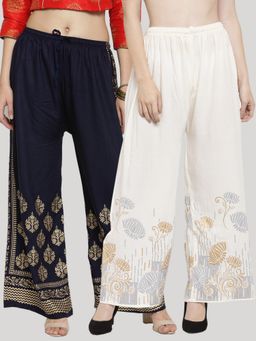Clora Creation - Multi-Color Printed Rayon Palazzo (Pack of 2)