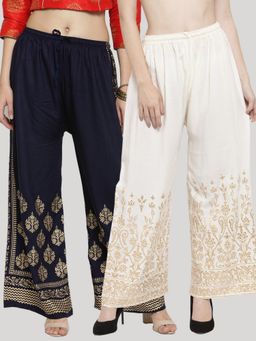 Clora Creation - Multi-Color Printed Rayon Palazzo (Pack of 2)