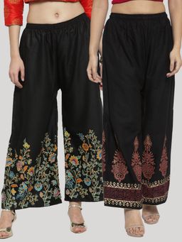 Clora Creation - Black Printed Rayon Palazzo (Pack of 2)