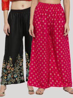 Clora Creation - Multi-Color Printed Rayon Palazzo (Pack of 2)