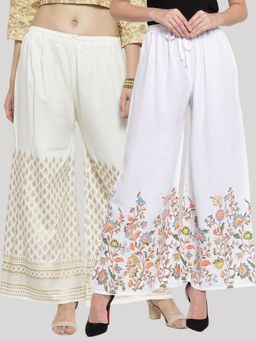 Clora Creation - Multi-Color Printed Rayon Palazzo (Pack of 2)