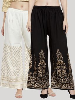 Clora Creation - Multi-Color Printed Rayon Palazzo (Pack of 2)