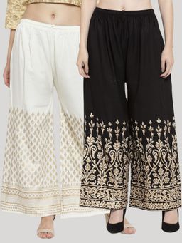 Clora Creation - Multi-Color Printed Rayon Palazzo (Pack of 2)