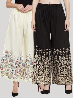 Clora Creation - Multi-Color Printed Rayon Palazzo (Pack of 2)