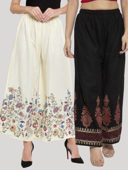 Clora Creation - Multi-Color Printed Rayon Palazzo (Pack of 2)