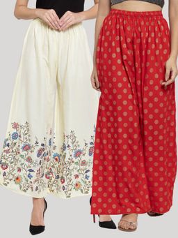 Clora Creation - Multi-Color Printed Rayon Palazzo (Pack of 2)