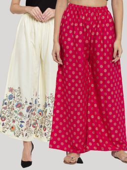 Clora Creation - Multi-Color Printed Rayon Palazzo (Pack of 2)