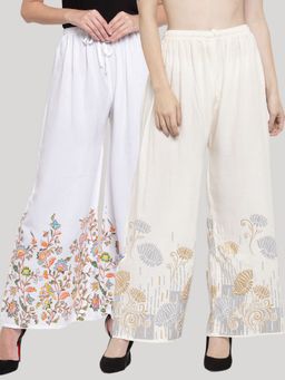 Clora Creation - Multi-Color Printed Rayon Palazzo (Pack of 2)