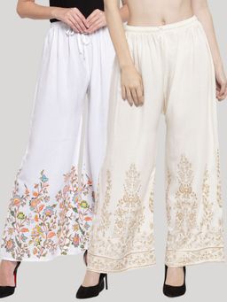 Clora Creation - Multi-Color Printed Rayon Palazzo (Pack of 2)