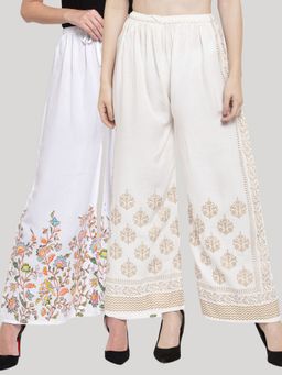 Clora Creation - Multi-Color Printed Rayon Palazzo (Pack of 2)