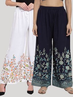 Clora Creation - Multi-Color Printed Rayon Palazzo (Pack of 2)