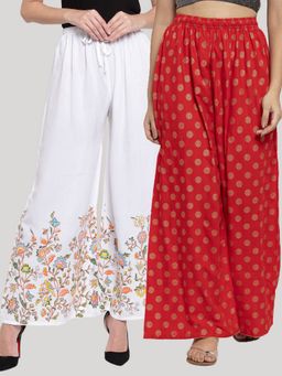 Clora Creation - Multi-Color Printed Rayon Palazzo (Pack of 2)