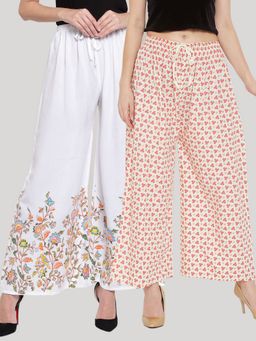 Clora Creation - Multi-Color Printed Rayon Palazzo (Pack of 2)