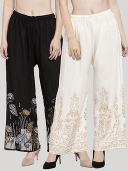 Clora Creation - Multi-Color Printed Rayon Palazzo (Pack of 2)