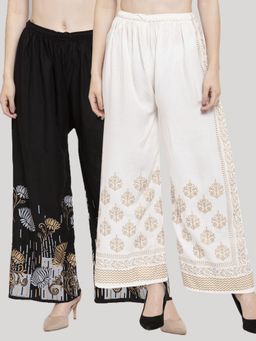 Clora Creation - Multi-Color Printed Rayon Palazzo (Pack of 2)
