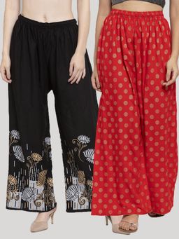 Clora Creation - Multi-Color Printed Rayon Palazzo (Pack of 2)