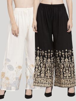 Clora Creation - Multi-Color Printed Rayon Palazzo (Pack of 2)
