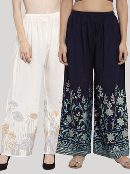 Clora Creation - Multi-Color Printed Rayon Palazzo (Pack of 2)