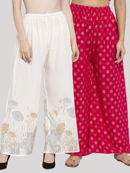 Clora Creation - Multi-Color Printed Rayon Palazzo (Pack of 2)