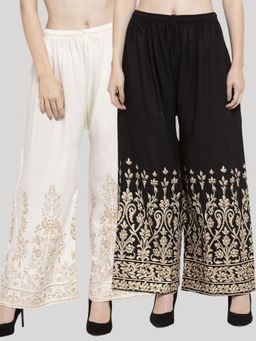 Clora Creation - Multi-Color Printed Rayon Palazzo (Pack of 2)