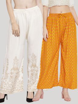 Clora Creation - Multi-Color Printed Rayon Palazzo (Pack of 2)