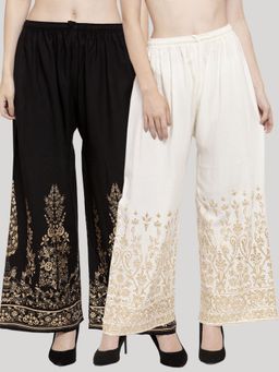 Clora Creation - Multi-Color Printed Rayon Palazzo (Pack of 2)