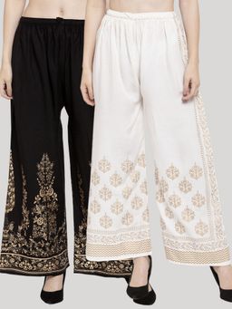 Clora Creation - Multi-Color Printed Rayon Palazzo (Pack of 2)