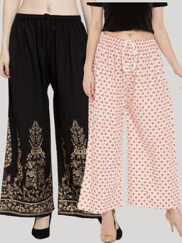 Clora Creation - Multi-Color Printed Rayon Palazzo (Pack of 2)