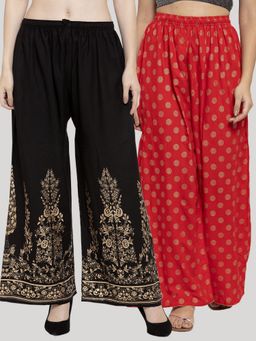 Clora Creation - Multi-Color Printed Rayon Palazzo (Pack of 2)