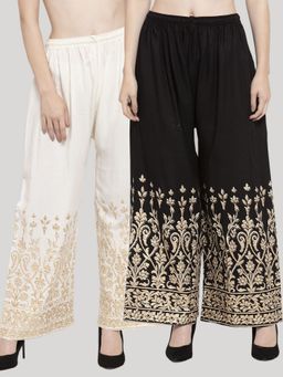 Clora Creation - Multi-Color Printed Rayon Palazzo (Pack of 2)