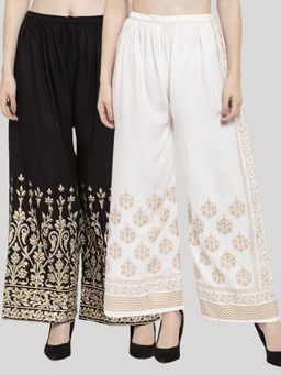 Clora Creation - Multi-Color Printed Rayon Palazzo (Pack of 2)