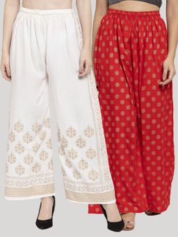 Clora Creation - Multi-Color Printed Rayon Palazzo (Pack of 2)