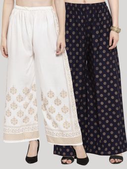 Clora Creation - Multi-Color Printed Rayon Palazzo (Pack of 2)